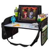 FACTORY SEALED - Lusso Gear Car Seat Tray - Dry-Erase Lap Desk for Kids Travel Activities - Snack & Cup Holder for Car Back Seat Organizer - Tablet Stand for Toddler Travel Essentials - Black