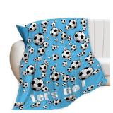 FACTORY SEALED - Soccer Blanket Soccer Ball Decor Throw Blanket Football Blanket Gifts for Girls Boys Soccer Lover Winter Bedding Super Warm Soft Plush Lightweight Fleece Flannel Blanket for Kids Men 