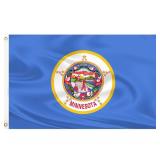 FACTORY SEALED - Minnesota State Flag 3x5 Outdoor Double Sided 3 Layers Polyester State of Minnesota Flags Sewing 4 Rows of Thread with Durable Canvas Header and Brass Grommets Old MN Minnesota State 