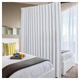 DWCN Privacy Room Divider Blackout Curtain - Patio Sliding Door Curtains, Extra Wide Thermal Curtains with Back Tab & Rod Pocket for Living Room and Bedroom Partition, 120 x 96 Inches, Greyish White