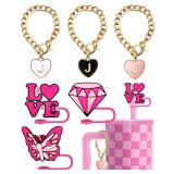 FACTORY SEALED - Generic 6PCS Straw Cover Cap for Cup Compatible with Stanley Cup 30&40 Oz Accessories, 3PCS Letter Charms with 3PCS 10mm Straw Toppers Reusable Straws Tips Lids (Q)