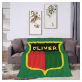 FACTORY SEALED - Soft Lightweight Flannel Fleece Throw Blanket All Season Air Conditioning Fuzzy Plush Blankets Oliver Farm Tractors Equipment for Halloween Holiday Birthday Gift 80X60"