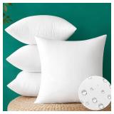 FACTORY SEALED - MIULEE Pack of 4 18x18 Inch Outdoor Pillow Inserts Waterproof Decorative Throw Pillow Insert, Square Lumbar Garden Pillow Form for Patio Sofa Couch
