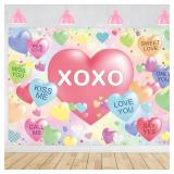 FACTORY SEALED - Valentines Conversation Hearts Backdrop Sweethearts Candy Hearts Photo Background for Sweet Heart Valentine