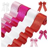 APPEARS NEW - Hanaive Easter Ribbon Glitter Wired Happy Easter Ribbon Decor for Gifts Wrapping Bouquet Floral Bow DIY Craft(2.5