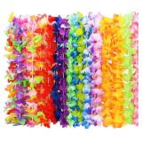 FACTORY SEALED - Leis for Luau Party, Hawaiian Leis Bulk Decorations Silk Flower Necklace, Colorful Tropical Hawaiian Bulk Hula Dance Party Decor, Flower Leis Summer Beach Pool Party Decorations Favor