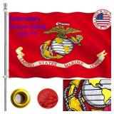 FACTORY SEALED - ZEKVY US Marine Corps Embroidered Military Flags 3x5 Outdoor Made in USA - Double Sided USMC Flag 2 Ply Embroidery United States Marine Corps Flag 2 Brass Grommets Vivid Colors All-we