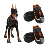 Boxxberk Dog Shoes for Large Dogs,Waterproof Dog Booties for Hot Pavement Winter Snow,Anti-Slip Dog Boots Paw Protector with Reflective Strips for Outdoor Walking Hiking (Black,2.35) used