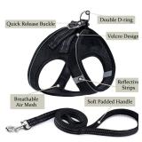 BOOMIBOO Dog Harness with Leash Set, No Pull Adjustable Reflective Step-in Puppy Pet Vest Harnesses for Small Medium Large Dogs and Cats,Black S