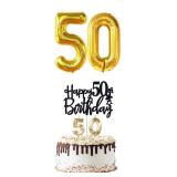 50th Birthday Gifts for Men, 50th Birthday Decorations for Men, Party Decor Supplies Including Balloons & Cake Topper  (Cake Topper and balloons only)