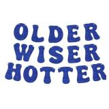FACTORY SEALED - Pre-Strung Older Wiser Hotter Banner - Royal Blue Glitter Funny Birthday Banner, Birthday Party Decorations & Decor for Women 30th 40th 50th 60th 70th 80th Birthday Party Photo Booth 
