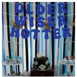 FACTORY SEALED - Pre-Strung Older Wiser Hotter Banner - Royal Blue Glitter Funny Birthday Banner, Birthday Party Decorations & Decor for Women 30th 40th 50th 60th 70th 80th Birthday Party Photo Booth 