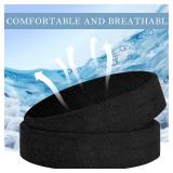 APPEARS NEW - 4 Pack Headbands for Men, Sweat Bands Headbands Men & Women, Cotton Terry Sweat Bands for Tennis, Basketball, Running, Gym, Working Out (Black)