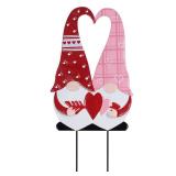 YEAHOME Valentines Day Decorations Outdoor, Red Pink Gnomes Decorative Garden Stakes with Arrow Heart for Valentines Day Decor, Metal Yard Stakes for Home Garden Porch Lawn Wedding Anniversary Party