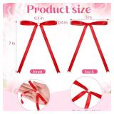 APPEARS NEW - Riceshoot 8 Pcs Red Bow Ribbon and Pearl Cake Topper, 5x7 Vintage Cupcake Decorating for Coquette Themed Party, Bridal Party Decoration, Birthday Valentine Candle Accessory, Engagement D