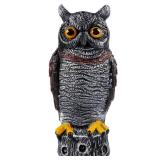 Hausse Fake Owl Decoy Bird Scarecrow Sculpture, 13.6 Inch Plastic Horned Owl Bird Deterrents, Garden Protectors, Nature Enemy Pest Repellent for Outdoor Garden Yard