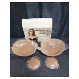 Strapless Sticky Adhesive Bra Invisible Push up Reusable Silicone Off Backless Viscous for Women Dress Coffee, Size G