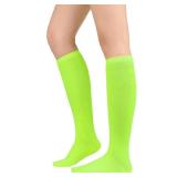 Neon Green Socks for Women - Long Knee High Thin Athletic Thigh High Tall Socks Lime Green Stockings