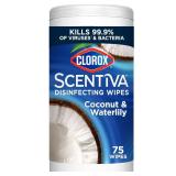 CLOROX Scentiva Disinfecting Wipes, Coconut and Waterlily, 75 Count (Package May Vary)