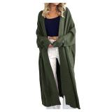 Danedvi Womens Long Cardigan Sweaters 2025 Fall Chunky Knit Oversized Slouchy Open Front Warm Coats with Pockets Army Green
