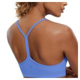 Y Back Sports Bras for Women - Padded Racerback Low Impact Spaghetti Thin Strap Workout Yoga Top Wild Indigo Medium
