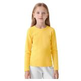 Resinta Girls Basic Long Sleeve Crew Neck Top Kids Layering Tees Casual Soft Solid Pullover T-Shirts 12-14 Years Yellow
