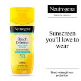 Neutrogena Sunscreen Lotion Beach Defense SPF 50, Face and Body Sunscreen, Hawaii Reef Act 104 Compliant, Octinoxate & Oxybenzone Free, Oil Free, Fast Absorbing Sun Care, 6.7 fl oz