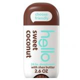hello Sweet Coconut Aluminum Free Deodorant for Women and Men with Shea Butter  24-Hour Freshness  Baking Soda Free Deodorant  Dermatologically Tested  2.6 oz Stick
