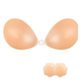 NONIO Adhesive Bra Strapless Sticky Invisible Push up Reusable Silicone The Best Off Backless Viscous for Women (US, Cup Band, C, Nude)