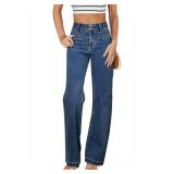 Sidefeel Jeans for Women High Waisted Stretchy Wide Leg Trendy Loose Straight Leg Zimbaplatinum Denim Pants Blue Size 14