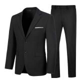 Elionm Mens Suit Slim Fit 2 Piece Black Business Dress Suits for Men Wedding Tuxedo Solid Jacket and Pants Set, XXL