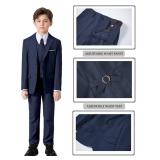 Boys Navy Blue Suits for Kids Outfit 5 Piece Toddler Boy Silm Fit Suit Tuxedo Size 6