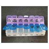 EZY DOSE Weekly AM/PM Pill Organizer, 7-Day Vitamin Container and Daily Medication Box with Large Pop-Out Compartments, 2 Times a Day Pill Holder, Blue and Purple Lids, Travel-Friendly Design