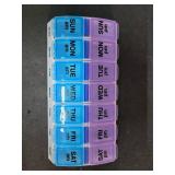 EZY DOSE Weekly AM/PM Pill Organizer, 7-Day Vitamin Container and Daily Medication Box with Large Pop-Out Compartments, 2 Times a Day Pill Holder, Blue and Purple Lids, Travel-Friendly Design