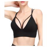MotoRun Bralettes for Women, Strappy Sports Bra Push up Bralette Sexy Bras Black Rave Top XL