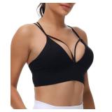 MotoRun Bralettes for Women, Strappy Sports Bra Push up Bralette Sexy Bras Black Rave Top XL