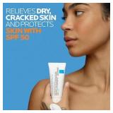 La Roche-Posay Cicaplast Balm B5 UV SPF 50, Vitamin B5 + Shea Butter + Tribioma + Madecassoside + Zinc Oxide Sunscreen, Post Treatment Skin Protectant With SPF, Multi-Purpose Cream For Dry Skin, 1.35f