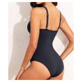 Tempt Me Women Black One Piece Swimsuits Tummy Control Bathing Suits High Neck Cutout Twist Front Swimwear XL