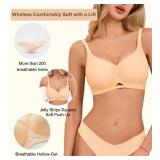 ULTREAGLE Bras for Women No Underwire - Womens Seamless Padded Wireless Push Up Bra Full Coverage Comfortable Scalloped Sleep Everyday Bralette, Nude, M