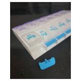 EZY DOSE Push Button (7-Day) Pill Case, Medicine Planner, Daily Vitamin Organizer, 2 Times a Day AM/PM, X-Large Compartments, Arthritis Friendly, Easy to use, Clear Lids, Purple and Blue, BPA Free