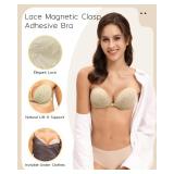 Niidor Adhesive Bra Sticky Bra Strapless Backless Invisible Push Up Bras for Women,Comfort Fit for Backless Dresses, Tops & Wedding Deep Nude, Bra Size C