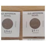 3 Cards of Jefferson Nickels