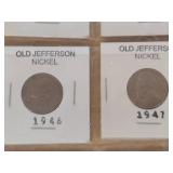 3 Cards of Jefferson Nickels