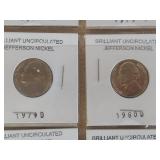 3 Cards of Jefferson Nickels