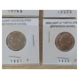 3 Cards of Jefferson Nickels