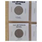 3 Cards of Jefferson Nickels