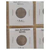 3 Cards of Jefferson Nickels