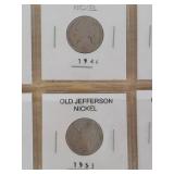 3 Cards of Jefferson Nickels