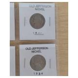 3 Cards of Jefferson Nickels