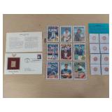 First Day Issue Stamp, Baseball Cards and US Treasury Commemorative Medallions